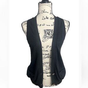 Gap Y2K Charcoal‎ Gray Cardigan Sleeveless Sweater Vest with Pockets